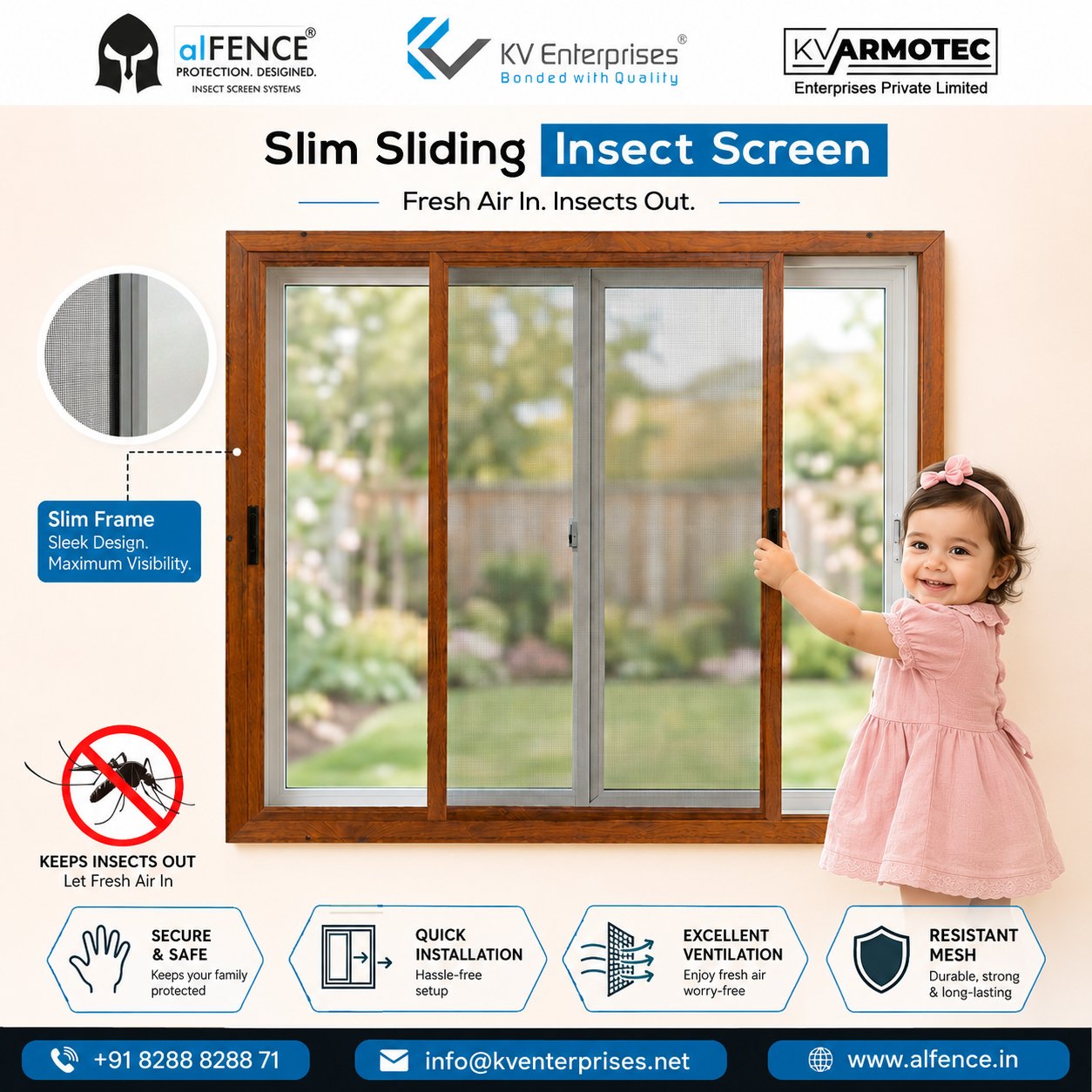 Sliding Type Mosquito Net Window for Apartments